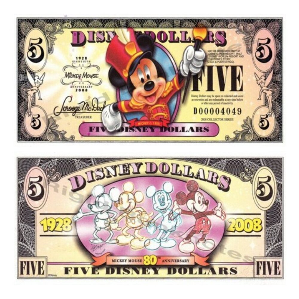 ONE Disney Dollars 2008 Series $5 Collectible